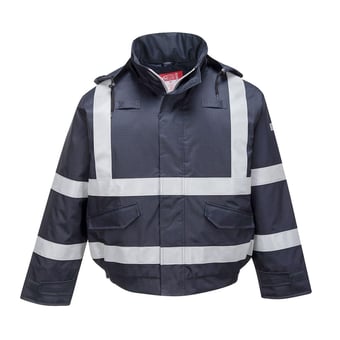 Picture of Portwest - Navy Blue Bizflame Rain FR Multi Protection Bomber Jacket - [PW-S783NAR]