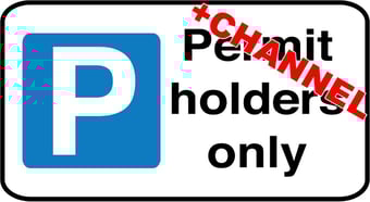 picture of Parking & Site Management - Permit Holders Only Sign With Fixing Channel - FIXING CLIPS REQUIRED - Class 1 Ref BSEN 12899-1 2001 - 300 x 160Hmm - Reflective - 3mm Aluminium - [AS-TR61C-ALU]