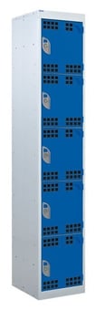 picture of QMP Tool Charging Locker - Perforated Door - Standard Plug - 5 Compartment - Dark Blue - 1800H x 300W x 450D mm - [QM-BL1830455BPX]