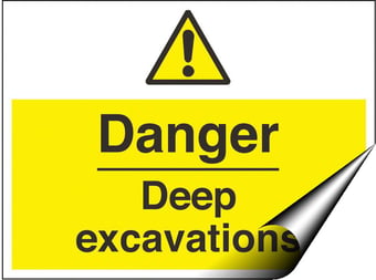 Picture of Danger Deep Excavations Sign - 600 x 450Hmm - Self Adhesive Vinyl [AS-WA139-SAV]