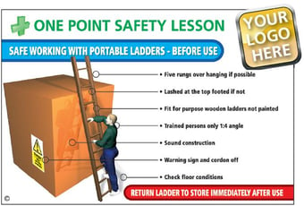 Picture of Safe Working With Portable Ladders - Before Use Poster - WITH YOUR LOGO - 600 x 400Hmm - Encapsulated - [AS-OPS1]