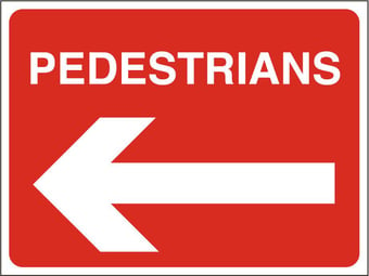 Picture of Non Reflective Traffic Signs - Pedestrians Arrow Left - 600 x 450Hmm - Rigid Plastic [AS-GE120-RP]