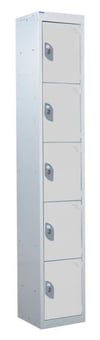 picture of QMP Standard Locker - 5 Compartment - Light Grey Doors - 1800H x 300W x 450D mm - [QM-LS1830455LXX]