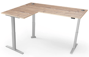 picture of Yo-Yo DESK PRO 3 L-Shape Standing Desk Silver Frame - Timber Desk Top - YYO-YD-PRO-3-S/1400800+600800TIM
