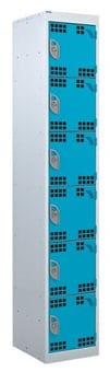 picture of QMP Tool Charging Locker - Perforated Door - Standard Plug - 6 Compartment - Light Blue - 1800H x 300W x 450D mm - [QM-BL1830456UPX]