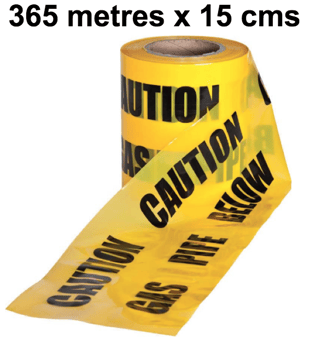 picture of Underground Yellow CAUTION GAS PIPE BELOW Tape - 365 metres x 15 cm - Sold Per Roll - [EM-UNDER150X365GAS]