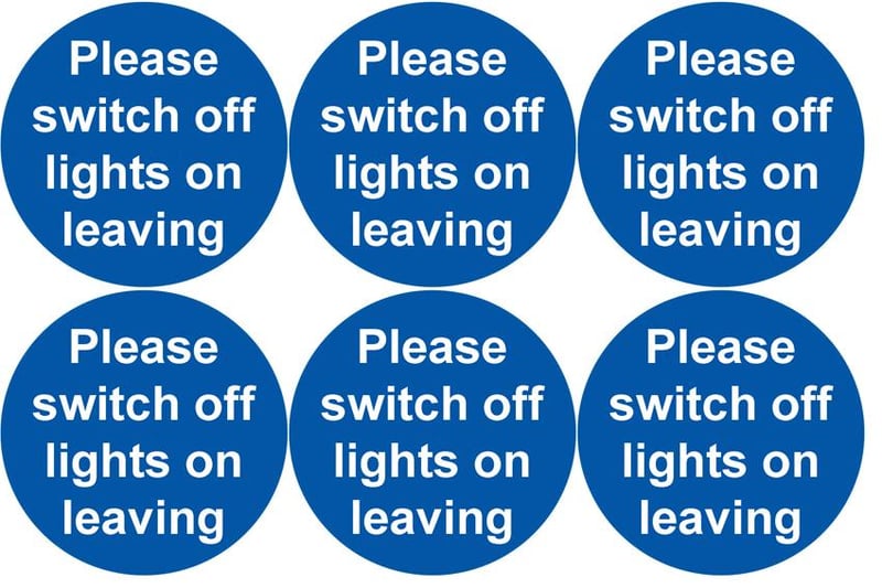 picture of Safety Labels - Please Switch Off Lights On Leaving (24 pack) 6 to Sheet - 75mm dia - Self Adhesive Vinyl - [IH-SL66-SAV]