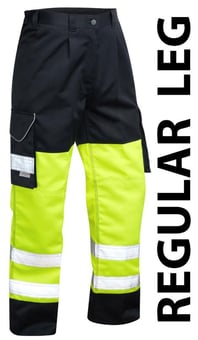 picture of Bideford - Hi-Vis Yellow/Navy Poly/Cotton Cargo Trouser - Regular Leg - LE-CT01-Y/NV-R