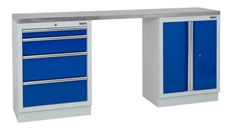 picture of BiGDUG 2041mm Wide Workbench - 4 Drawer Cabinet - 2 Door Cupboard - Stainless Worktop - [BDU-TGC301GBS] - (LP)