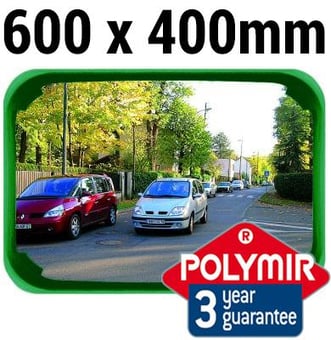 picture of MULTI-PURPOSE MIRROR - Polymir - 600 x 400mm - Green Frame - To View 2 Directions - 3 Year Guarantee - [VL-V524]