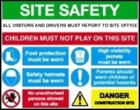 Picture of Site Safety / Report / Children / Foot / Helmets / Unauthorised Persons / High Visibility / Children Hazards / Danger Sign - [AS-BASE6]