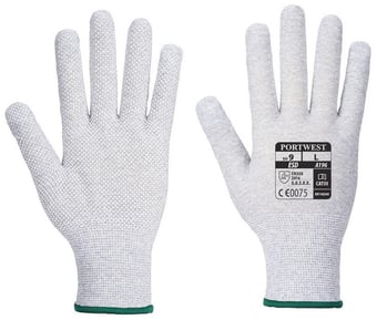 Picture of Portwest A196 Antistatic Grey/White Micro Dot Gloves - PW-A196G6R - (DISC-R)