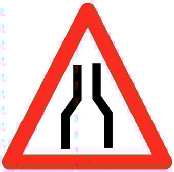 picture of Traffic Road Narrows Triangle Sign - Class 1 Ref BSEN 12899-1 2001 - 600mm Tri. - Reflective - 3mm Aluminium - [AS-TR81-ALU]