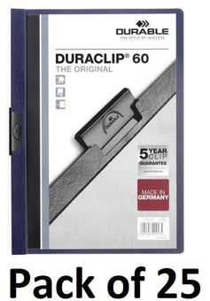picture of Durable - DURACLIP® 60 Clip Folder - A4 - Midnight Blue - Pack of 25 - [DL-220928]