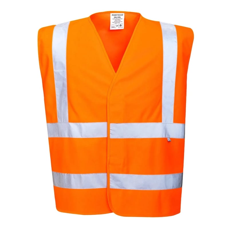 Portwest - FR70 - Hi-Vis Vest - Flame Resistant - EN 533 Index 1 - Sixe 4XL/5XL - [PW-FR70ORR]- (DISC-R)