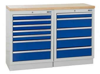 picture of BiGDUG 1361mm Wide Workbench - 7 Drawer Cabinet - 5 Drawer Cabinet - Multiplex Worktop - [BDU-TGC54GBM] - (LP)