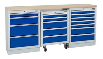 picture of BiGDUG 2041mm Wide Workbench - 1x Roll Cabinet - 4 Drawer Cabinet - 7 Drawer Cabinet - Multiplex - [BDU-TGC3R5GBM] - (LP)