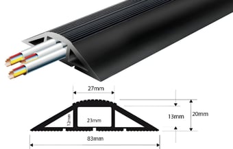 picture of Vulcascot Superior Office Floor Cable Protector - 23 x 13 mm Channel - Black - Price per meter - [VS-MCP/1]