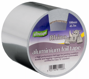 Picture of UltraTape Rhino Aluminium Foil Tape - 100mm x 45.7m - Box Deal of 12 - [IH-ULT-08061005030WLUL]