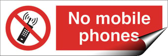 Picture of No Mobile Phones Sign LARGE - 600 X 200Hmm - Self Adhesive Vinyl - [AS-PR18B-SAV]