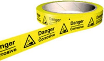 Picture of Hazard Labels On a Roll - Danger Corrosive- Self Adhesive Vinyl - 100 per Roll - Choice of Sizes - AS-WA182