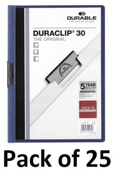 picture of Durable - DURACLIP® 30 Clip Folder - A4 - Dark Blue - Pack of 25 - [DL-220007]