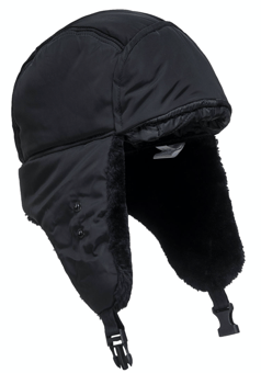 picture of Portwest - HA13 - Fur Lined Warm Winter Trapper Cap - Black - [PW-HA13BKR] - (DISC-R)