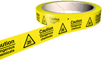 Picture of Hazard Labels On a Roll - Caution Dangerous Chemicals - Self Adhesive Vinyl - 100 per Roll - Choice of Sizes - AS-WA174