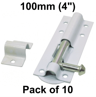 picture of White Tower Bolt - 100mm (4") - Pack of 10 - [CI-DB42L]