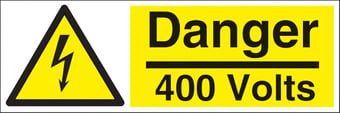 Picture of Danger 400 Volts Sign LARGE - 600 x 200Hmm - Rigid Plastic - [AS-WA247-RP]
