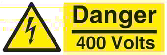 Picture of Danger 400 Volts Sign LARGE - 600 x 200Hmm - Rigid Plastic - [AS-WA247-RP]