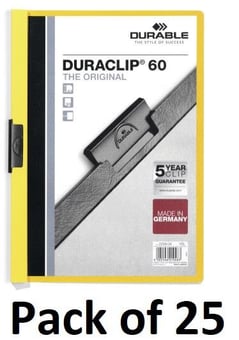 picture of Durable - DURACLIP® 60 Clip Folder - A4 - Yellow - Pack of 25 - [DL-220904]