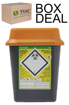 picture of Sharpsafe Recycled Sharps Bin - Orange Lid - 5L - Box Deal of 48 - [IH-VC-51025410]