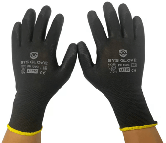 picture of Black Polyester Liner - PU Palm Coated Safety Gloves - Size M - Pack of 10 - [CHA-PU1303-Mx10] - (AMZPK)
