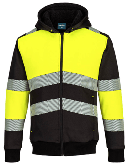 Picture of Portwest PW377 - PW3 Zipped Class 1 Winter Hoodie Yellow/Black - PW-PW377YBR