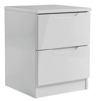 picture of One Call Sonata 2 Drawer Bedside - Light Grey Gloss - [OCF-LELGB2]