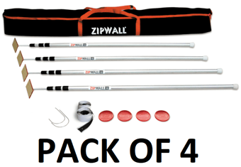 picture of ZipWall® 12 - Spring-loaded Poles - 3.6m - 150cm x 9cm x 13cm - With Carry Bag - Pack of 4 - [ZP-SLP4]