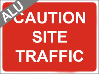 picture of Temporary Traffic Signs - Caution Site Traffic - Class 1 Ref BSEN 12899-1 2001 - 600 x 450Hmm - Reflective - 1mm Aluminium - [AS-ZT37-ALU]