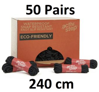 picture of Rock Fall - Activ-Step Recycled High Leg Black Boot Laces - 240cm - Box of 50 Pairs - [RF-ABRLACBK/240]