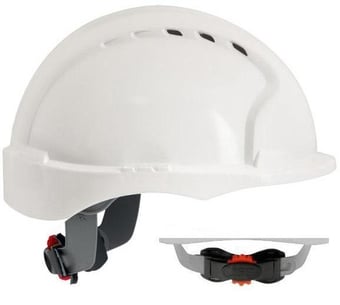 Picture of JSP - The New EVO 3 White Safety Helmet - Vented - Short Peak & Wheel Ratchet - 3D Adjustment System - [JS-AJH170-000-100]