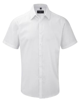 picture of Russel Men's Short Sleeve Tailored Herringbone Shirt - White - BT-963M-WHI