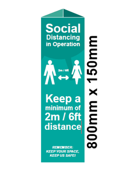 picture of Social Distancing in Operation Post/Bollard Sign - 800mm x 150mm - [CI-STP401] - (DISC-X)