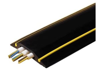 Picture of Superior Hi Vis Floor Cable Tidy Protector - Best Quality Cover for Permanent Use - Fits 2/3 x 9mm Cable - Black Hi Vis - [VS-HAZ2]