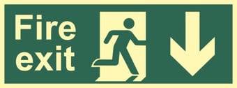 picture of Spectrum Fire Exit - Man Arrow Down – PHS 400 x 150mm – [SCXO-CI-17080]