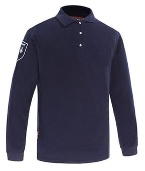 Picture of Phoenix Flame Retardant Anti-Static Long Sleeved Polo Shirt - Navy Blue - FU-PS137-NVY