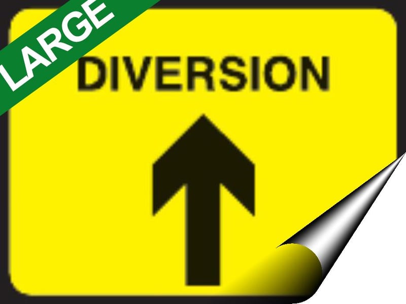 picture of Temporary Traffic Signs - Diversion Arrow LARGE - 600 x 450Hmm - Self Adhesive Vinyl - [IH-ZT9L-SAV]