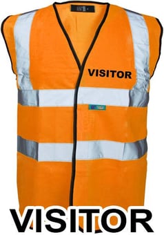 picture of VISITOR Printed Front and Back in Black - Orange Hi Visibility Vest - Class 2 EN20471 CE Hi-Visibility - ST-35281