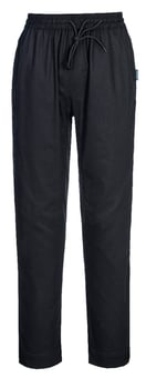 picture of Portwest C076 - Chef's Cotton MeshAir Pro Stretch Trousers - Black - PW-C076BKR