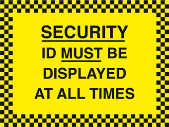 Picture of Security ID Must be Displayed at All Times Sign - 400 x 300Hmm - Rigid Plastic - [AS-SEC8-RP]