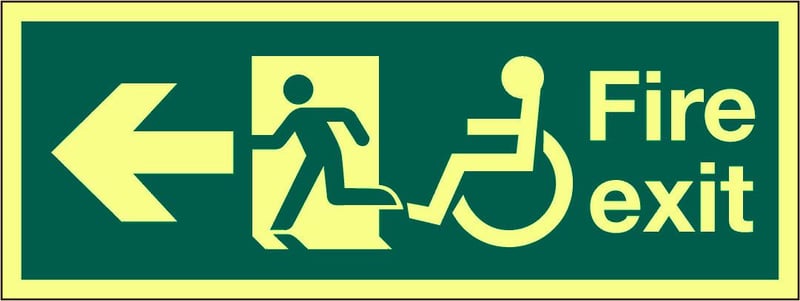 picture of Photoluminescent Refuge Fire Exit Sign - Arrow West - 400 x 150Hmm - Self Adhesive Rigid Plastic - [AS-PHRG1-SARP]